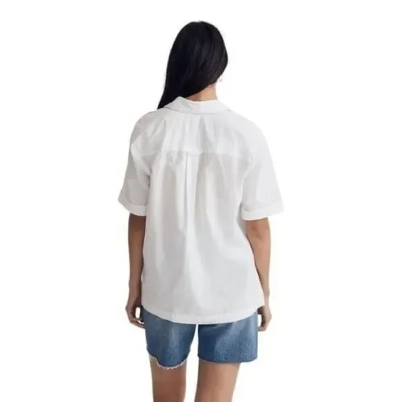 Madewell Signature Poplin Short Sleeve Button Down Shirt Size Small Cotton - Picture 3 of 10